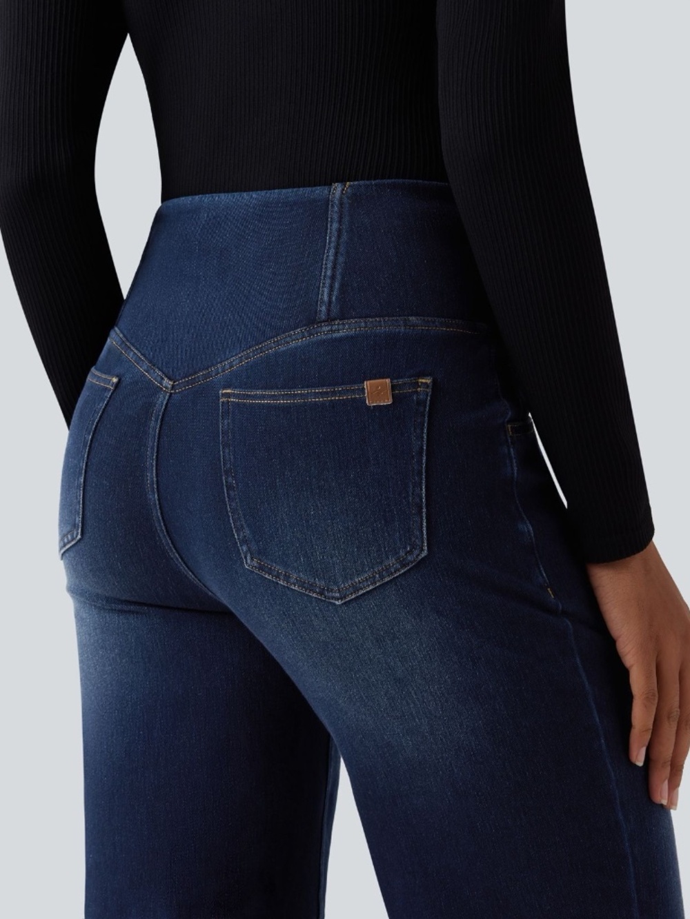 Halara Flex™ Crossover High Waisted Tummy Control Straight Leg Jeans PXL - Picture 2 of 5